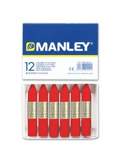 C 12 CERAS MANLEY UNICOLOR Nº9 ROJO ESCARLATA